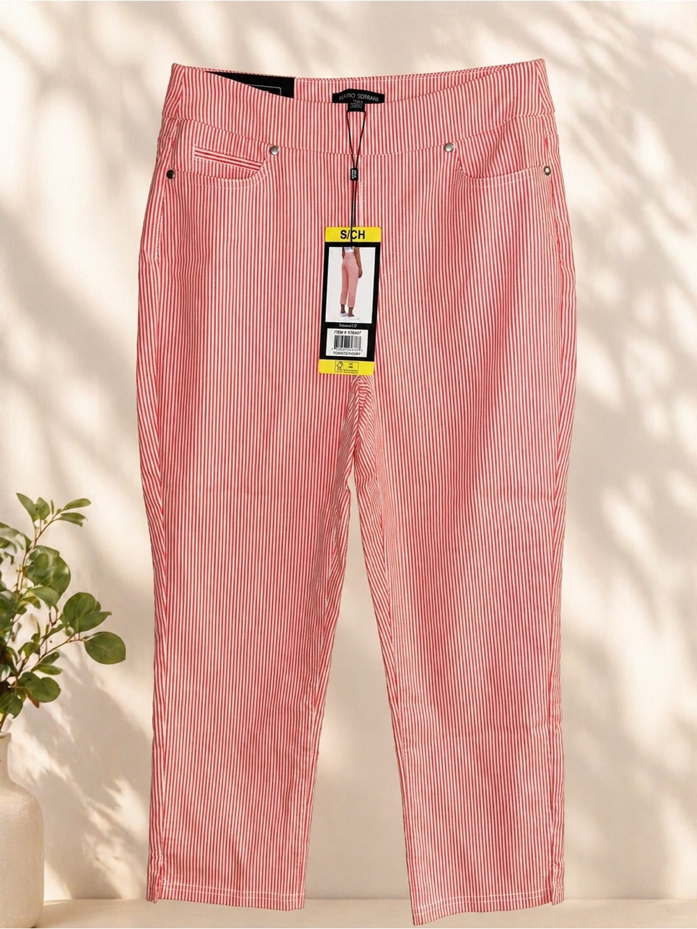 Women’s Red & White Pinstripe Pants | NWT | Size Small